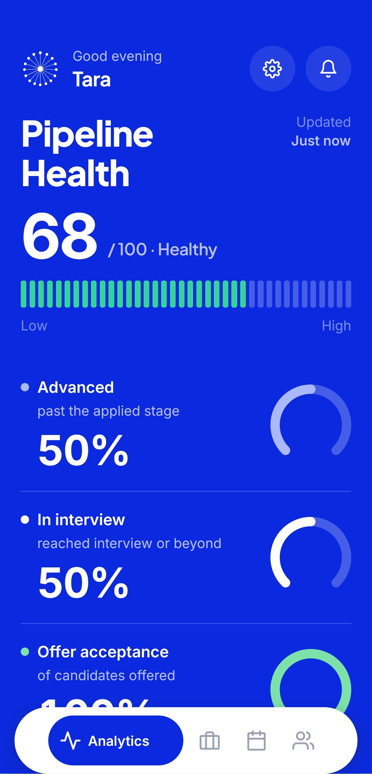 Aster mobile app dashboard